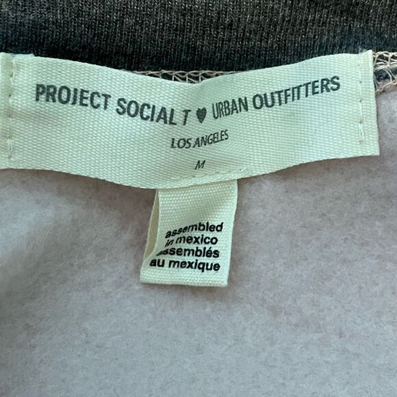 Project Social T Raglan Fleece Sweatshirt Pink Gray Long Sleeve Crewneck M - Picture 6 of 8